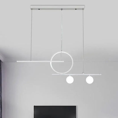 Modern black & white bar and circle suspension light for dining room