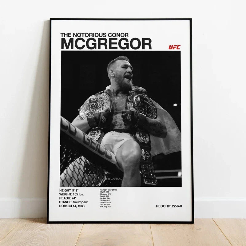 DecorBites™ Black & White UFC Canvas Print for Gym Decor