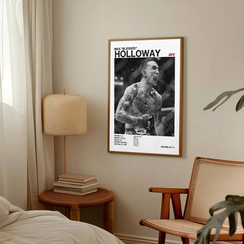 DecorBites™ Black & White UFC Canvas Print for Gym Decor