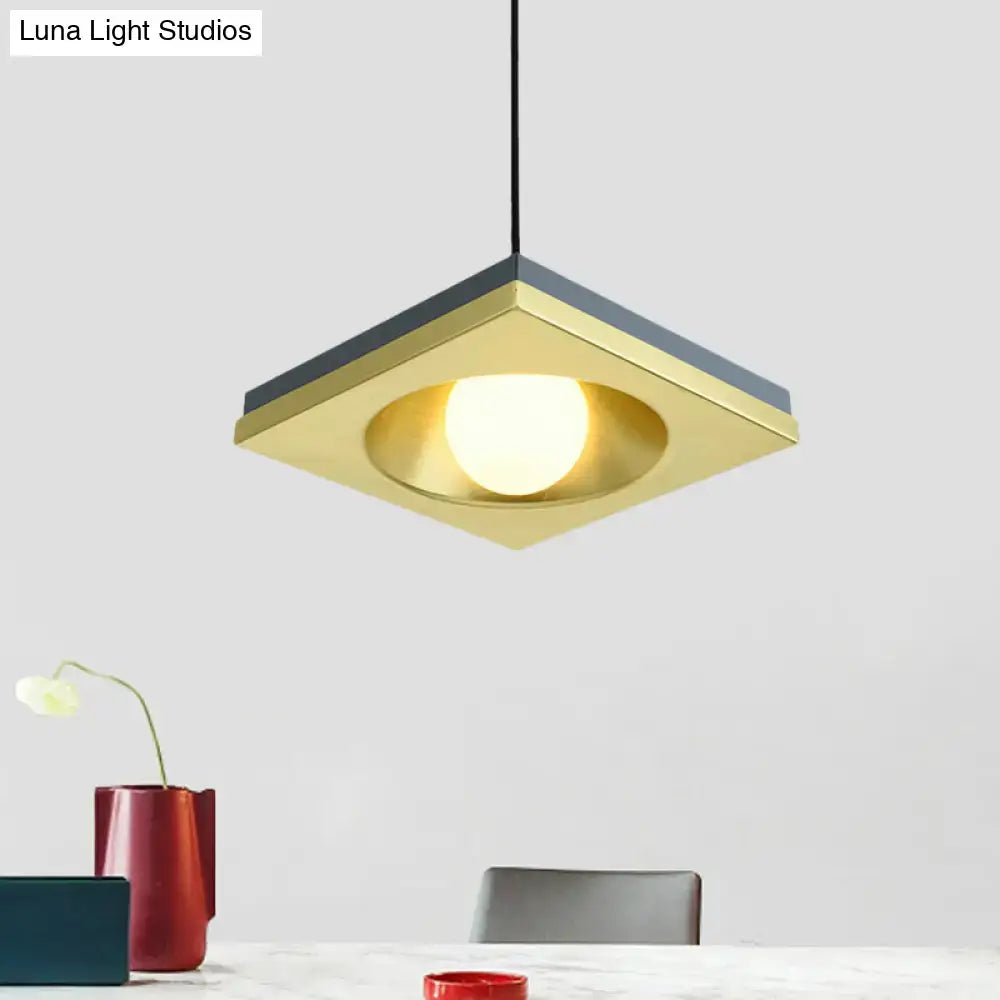 Modernist black & gold metal frame pendant light bedroom