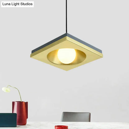 Modernist black & gold metal frame pendant light bedroom