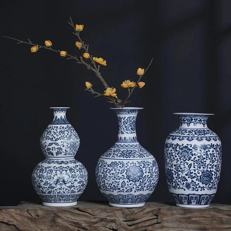 DecorBites™ Blue and White Ceramic Vase - Elegant Home Decor