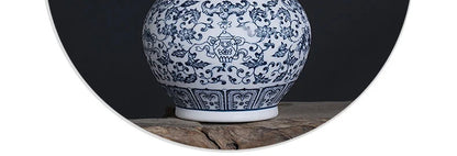 DecorBites™ Blue and White Ceramic Vase - Elegant Home Decor