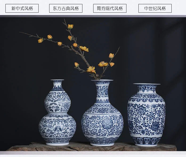DecorBites™ Blue and White Ceramic Vase - Elegant Home Decor