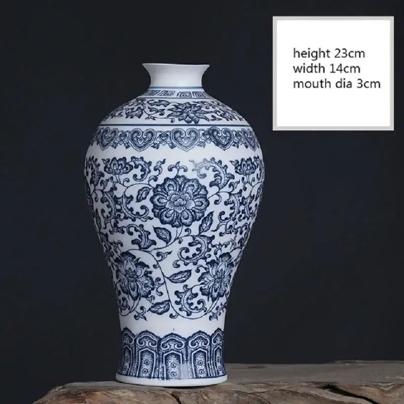 Floral blue & white ceramic vase living room home decor