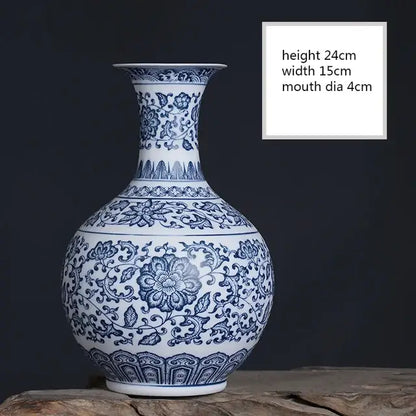 Floral blue & white ceramic vase living room home decor