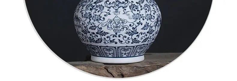 Floral blue & white ceramic vase living room home decor