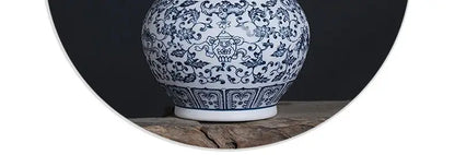 Floral blue & white ceramic vase living room home decor