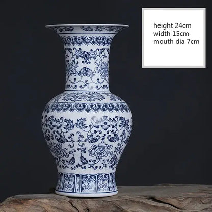 Floral blue & white ceramic vase living room home decor