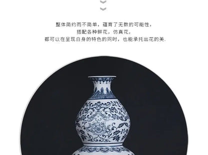 Floral blue & white ceramic vase living room home decor