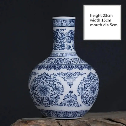 Floral blue & white ceramic vase living room home decor