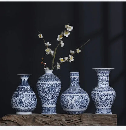 Floral blue & white ceramic vase living room home decor