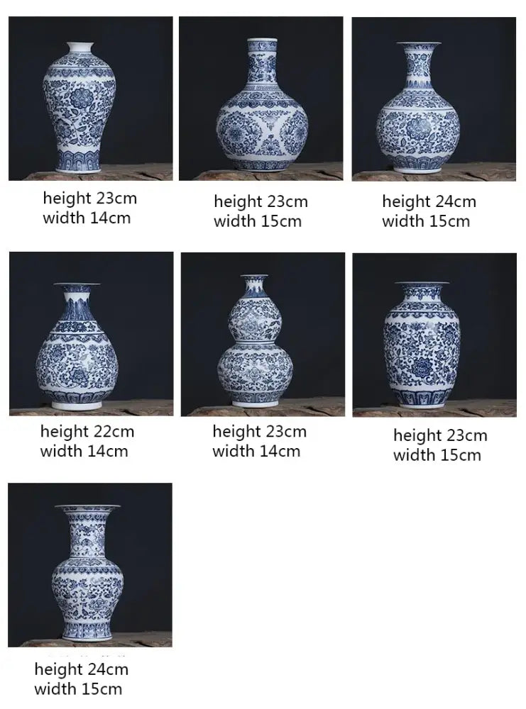 Floral blue & white ceramic vase living room home decor