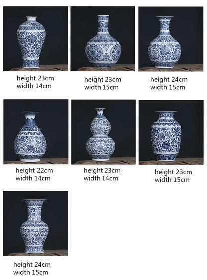 Floral blue & white ceramic vase living room home decor