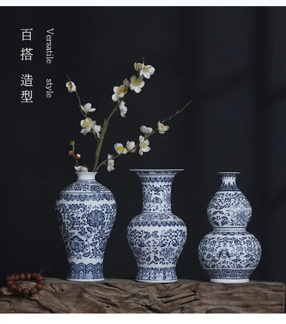 Floral blue & white ceramic vase living room home decor