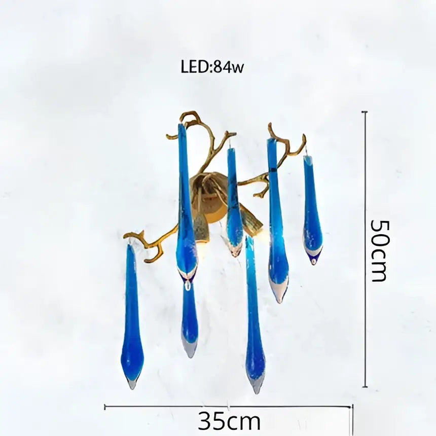 blue crystal chandelier gold branching dining room light