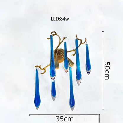 blue crystal chandelier gold branching dining room light