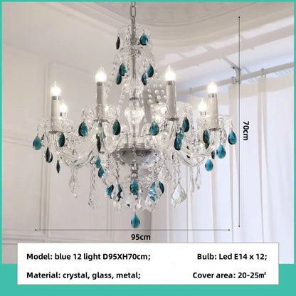 blue crystal chandelier living room teal pendant light