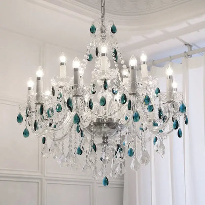 blue crystal chandelier living room teal pendant light
