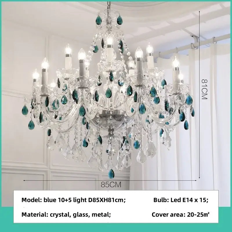 blue crystal chandelier living room teal pendant light