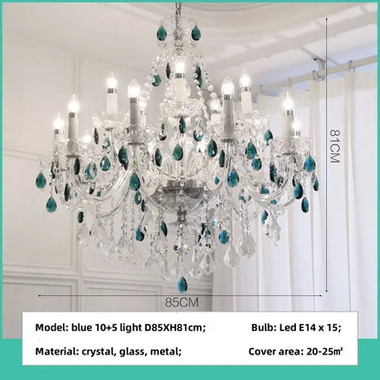 blue crystal chandelier living room teal pendant light