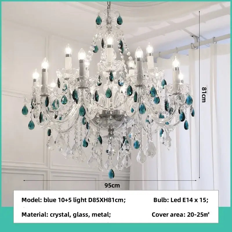 blue crystal chandelier living room teal pendant light