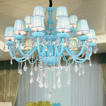 blue crystal lamp candle chandelier for living room