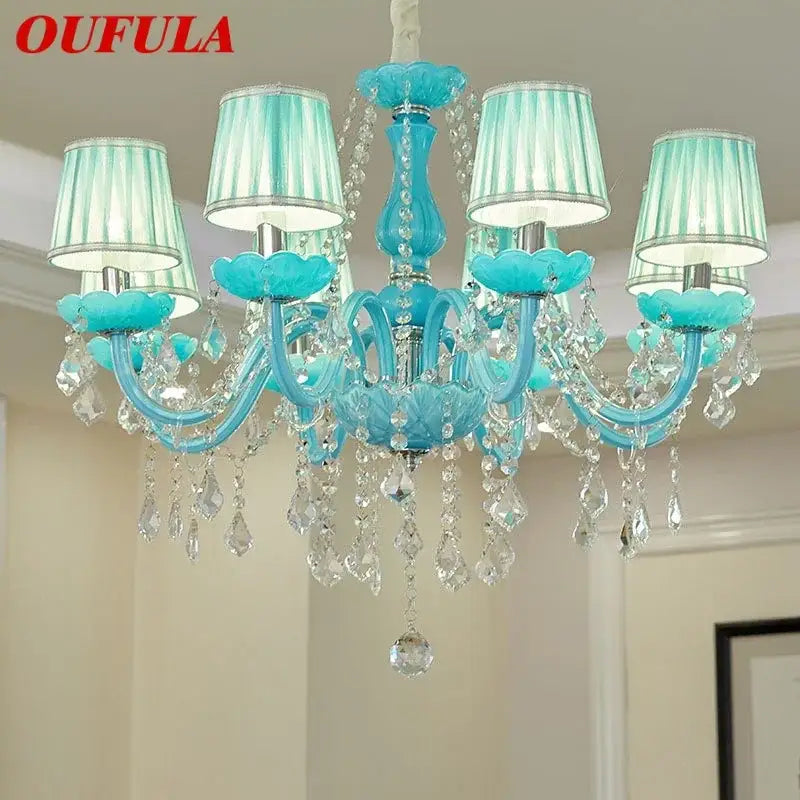 blue crystal lamp candle chandelier for living room