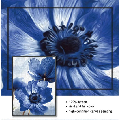 Beautiful blue floral framed wall art set for living room decor