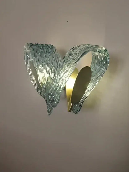 Modern blue glass led pendant lamps dining room gold petal chandelier