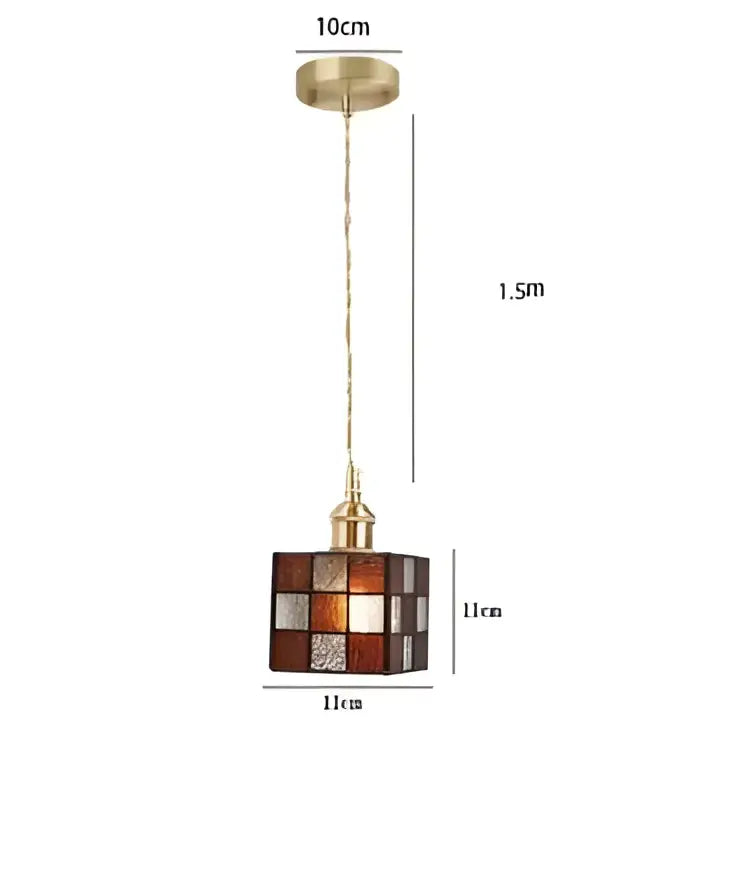 blue glass pendant light with black lace for bedroom