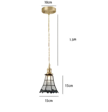 blue glass pendant light with black lace for bedroom