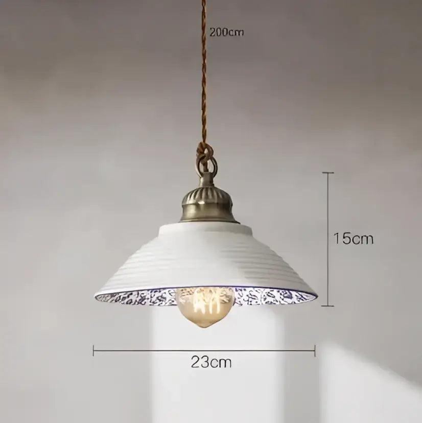 blue glass pendant light with black lace for bedroom