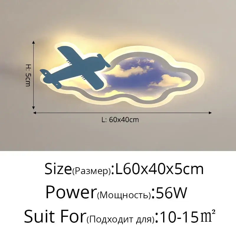 blue sky airplane chandelier kids bedroom dimmable light