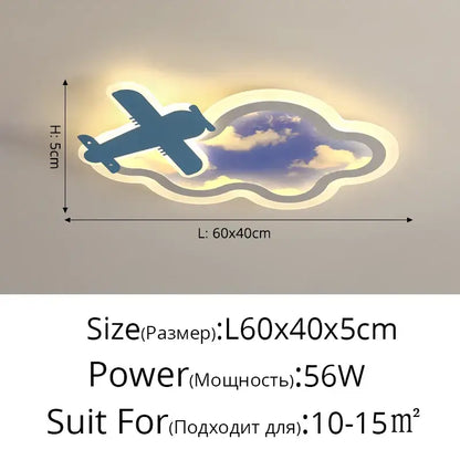blue sky airplane chandelier kids bedroom dimmable light