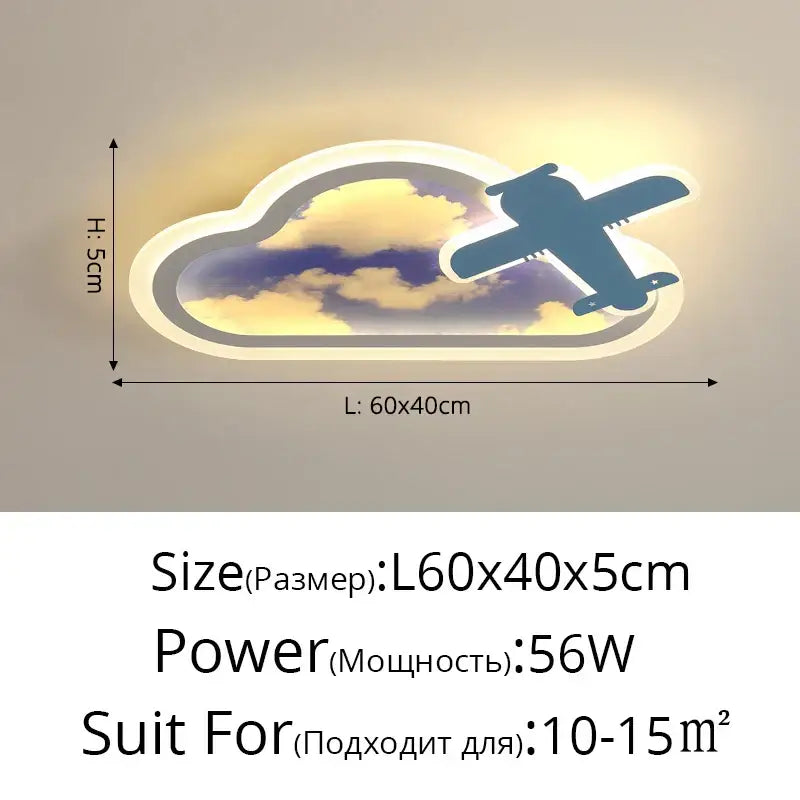 blue sky airplane chandelier kids bedroom dimmable light