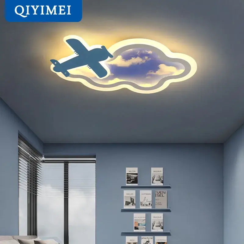 blue sky airplane chandelier kids bedroom dimmable light