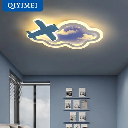 blue sky airplane chandelier kids bedroom dimmable light