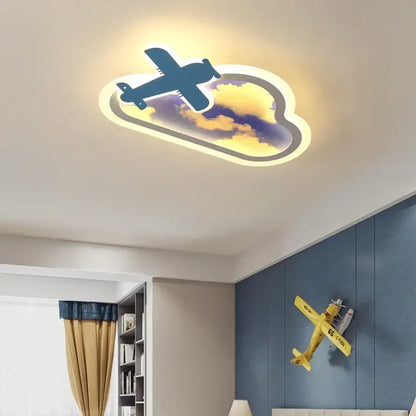 blue sky airplane chandelier kids bedroom dimmable light