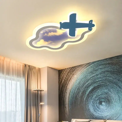 blue sky airplane chandelier kids bedroom dimmable light