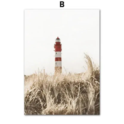 Bohemian beach landscape pampas grass wall art for bedroom