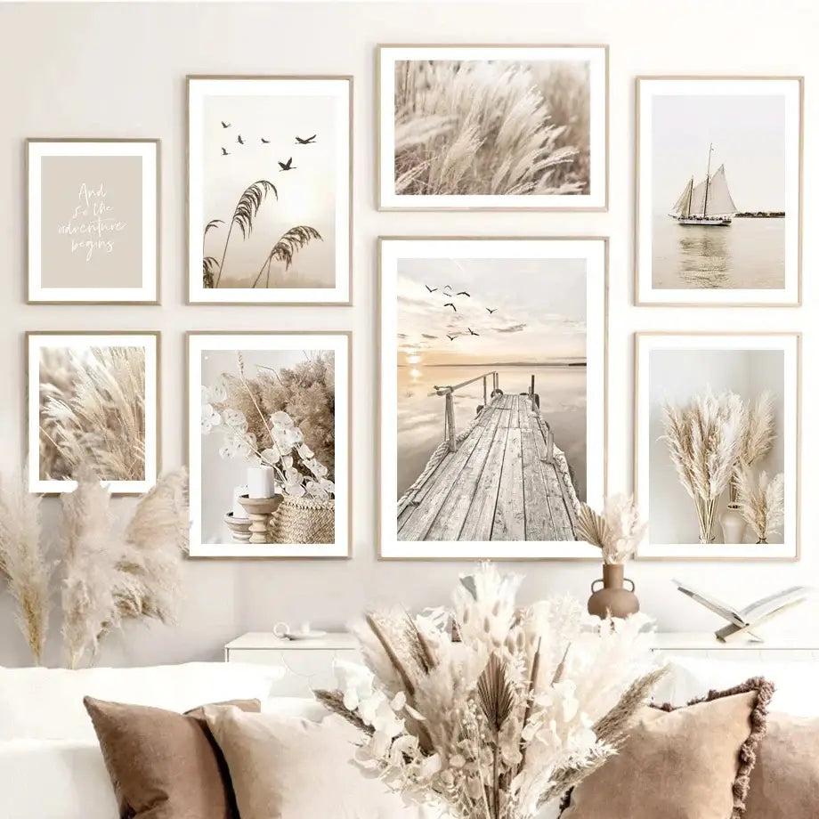 Rustic natural wood candle holder landscape wall art living room