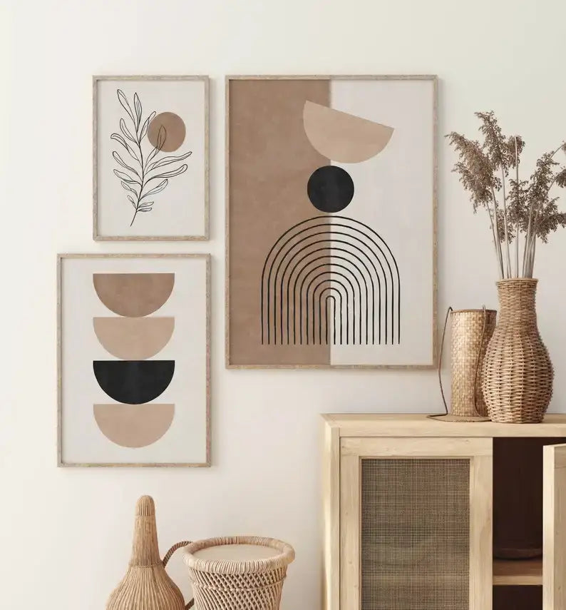 Modern bohemia white ceramic vase wall art set living room