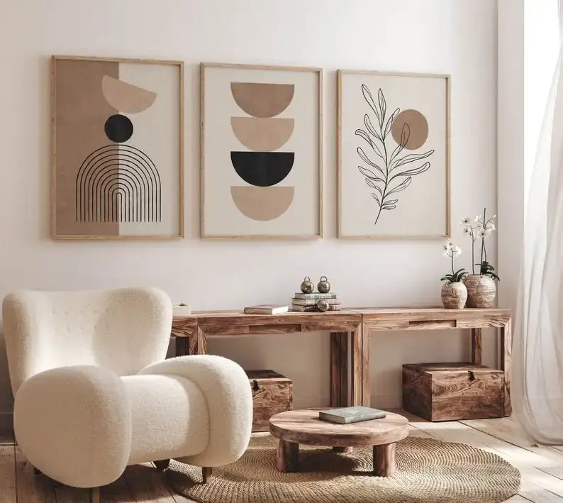 Modern bohemia white ceramic vase wall art set living room