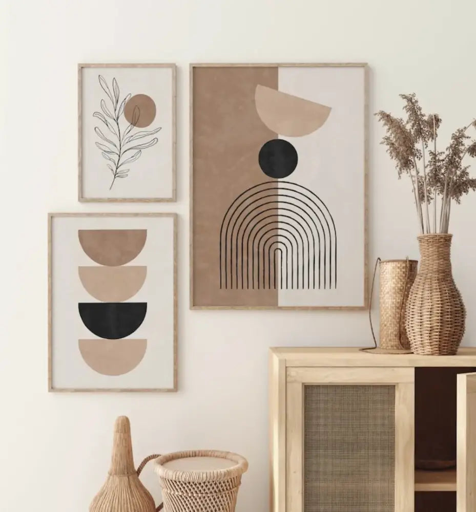 Modern bohemia white ceramic vase wall art set living room