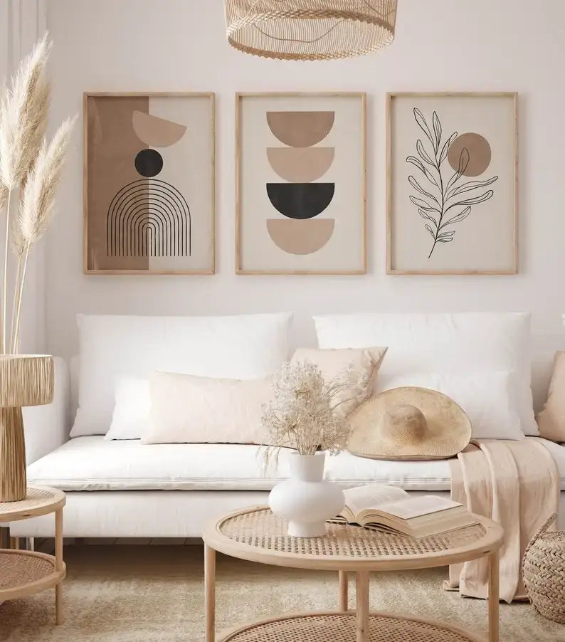 Modern bohemia white ceramic vase wall art set living room