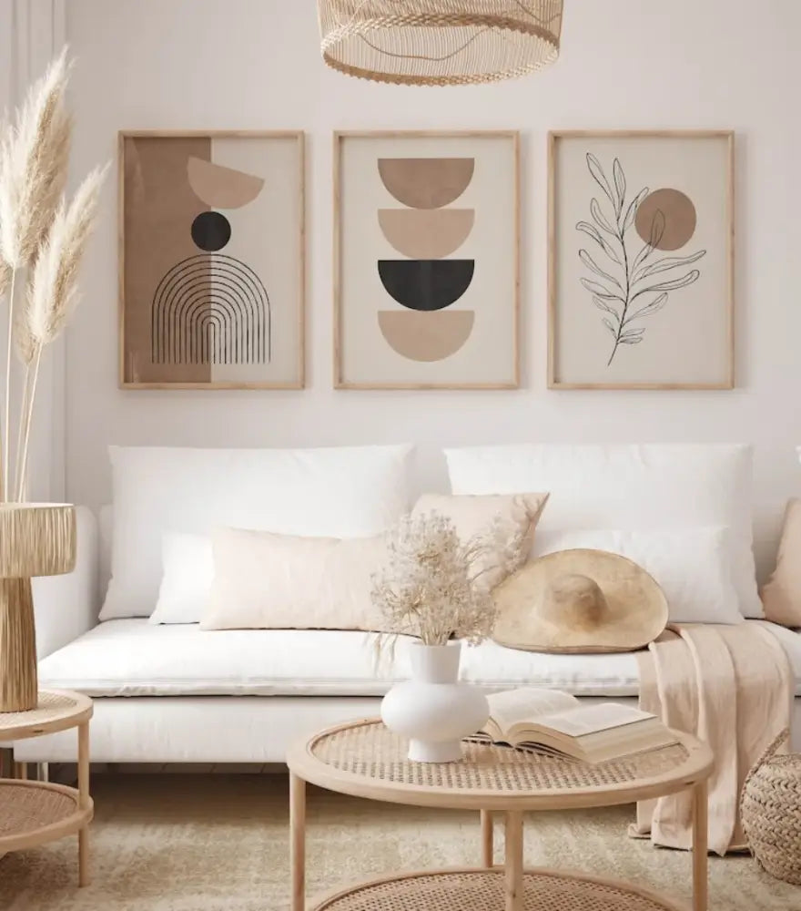 Modern bohemia white ceramic vase wall art set living room