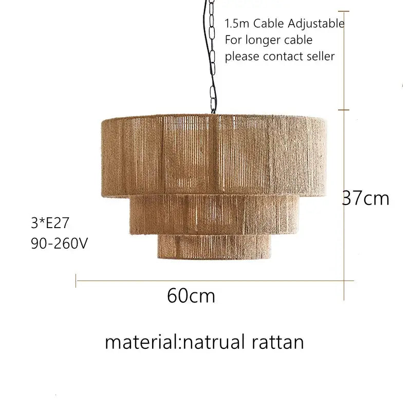 bohemian rattan chandelier tiered bamboo dining room light