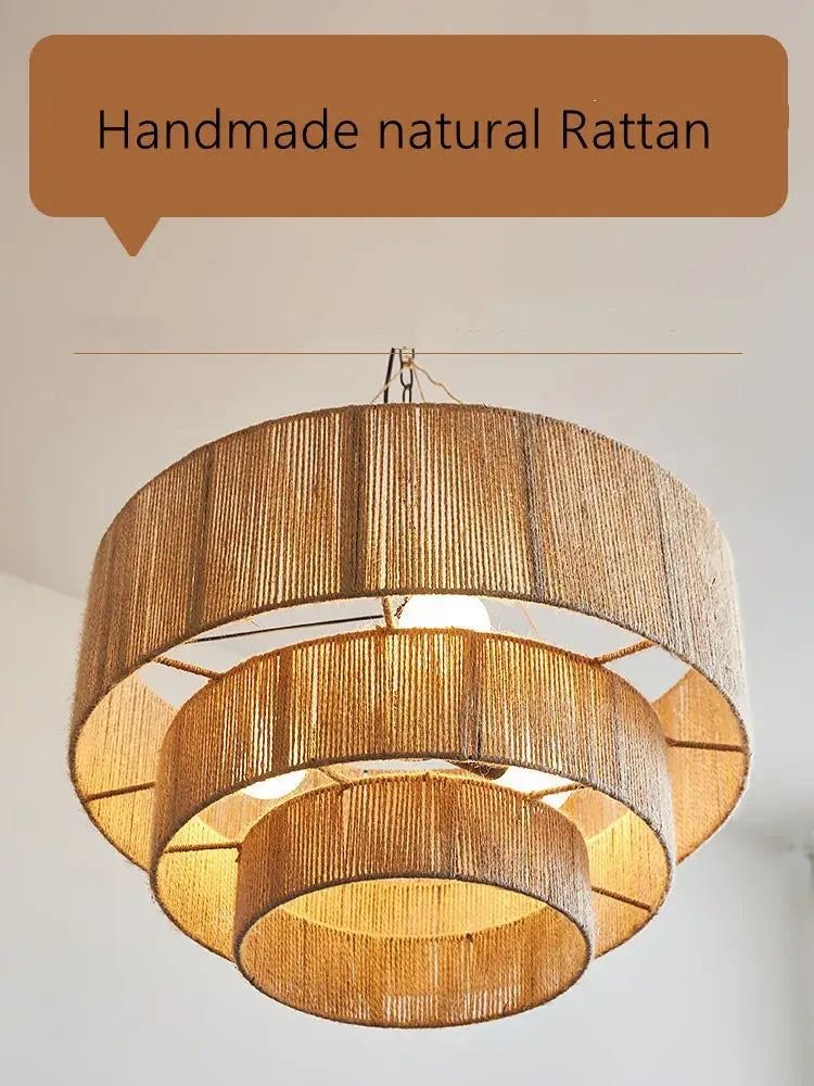 bohemian rattan chandelier tiered bamboo dining room light