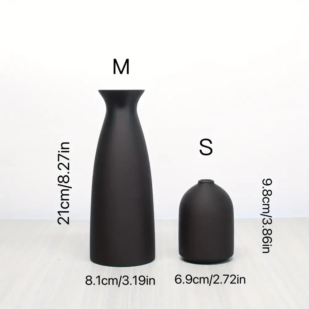 Minimalist black & off-white decorative vase set living room decor